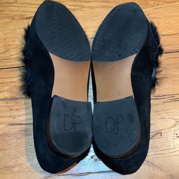 Donald J. Pliner Lilian Shoes Kid Black Suede & Rabbit Fur Loafer Women’s Size 6 - Picture 7 of 8